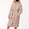 Bernardo Quilted Tie Waist Recycled Polyester Puffer Jacket In Beige