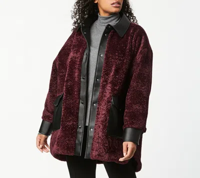 Bernardo Fur Shacket In Red