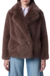 Shop Bernardo Fuzzy Faux Fur Jacket In Taupe