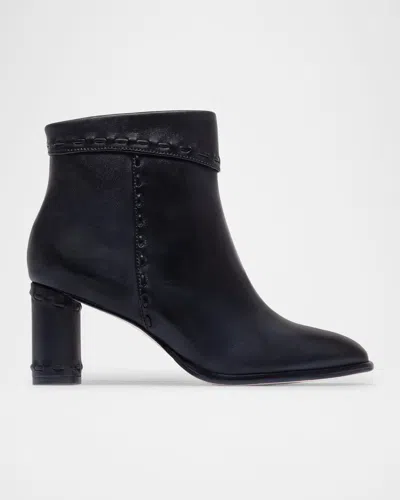 Bernardo Gene Whipstitched Leather Ankle Boots In Black