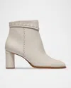 Bernardo Gene Whipstitched Leather Ankle Boots In Neutral