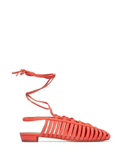 Bernardo Geneva Caged Lace-up Sandals In Orange
