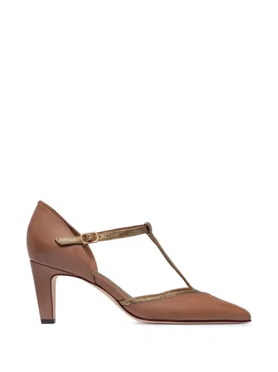 Bernardo Gianna T-bar Pointed-toe Pumps In Brown