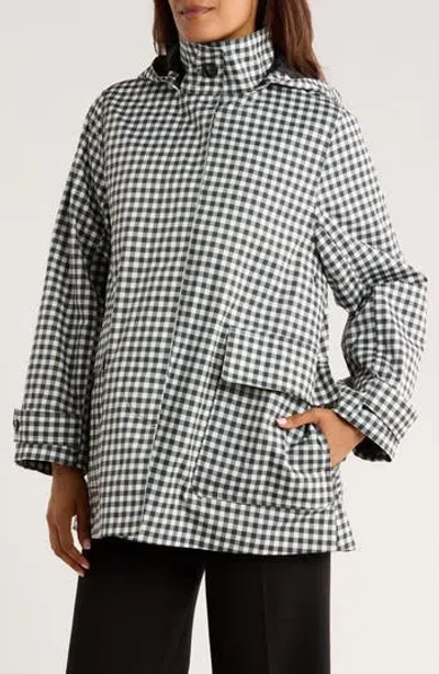 BERNARDO BERNARDO GINGHAM HOODED RAINCOAT