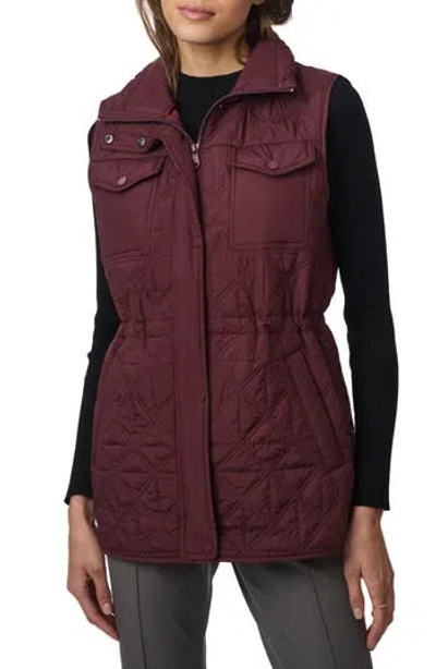 Bernardo Glam Quilted Vest In Wine