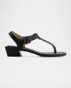 Bernardo Goya Leather T-strap Low Sandals In Black Glove Leather