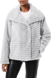 Bernardo Grooved Faux Fur Jacket In Gray