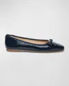 Bernardo Footwear Square Toe Ballet Flat In Navy Soft Patent