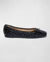 Bernardo Women's Gwynn Woven Patent Leather Ballet Flats In Black Glove Leather/black Patent Leather