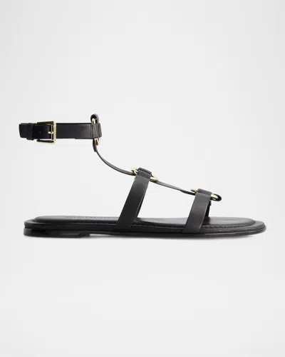 BERNARDO HERA LEATHER FLAT GLADIATOR SANDALS