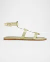 Bernardo Hera Sandals In Champagne Metallic Antique Calf