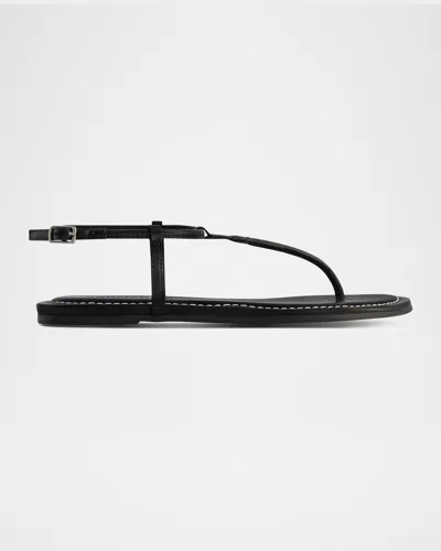 Bernardo Hercu Leather Ankle-strap Flat Sandals In Black Antique Calf