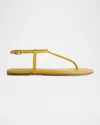 Bernardo Hercu Leather Ankle-strap Flat Sandals In Daisy Antique Calf