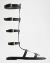 Bernardo Hero Leather Tall Gladiator Sandals In Black Antique Calf