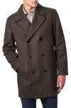 Bernardo Herringbone Double Breasted Overcoat In Brown
