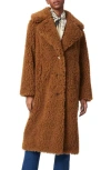 Bernardo High Pile Fleece Coat In Camel