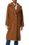 Bernardo High Pile Fleece Coat In Camel