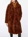 Bernardo Hooded Fur Coat In Brown