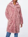 Bernardo Hooded Fur Coat In Pink