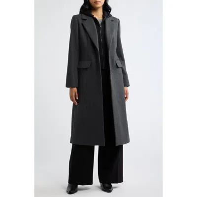 Bernardo Hooded Longline Coat With Rib Bib In Charcoal