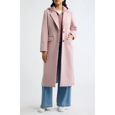 Bernardo Hooded Longline Coat With Rib Bib In Pink