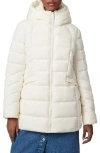 Bernardo Hooded Puffer Jacket With Bib In Ecru