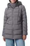 Bernardo Hooded Puffer Jacket With Bib In Pewter