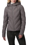 Bernardo Hooded Puffer Jacket With Bib In Pewter