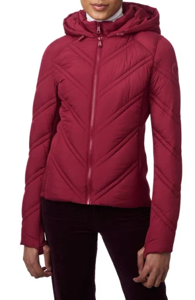 Bernardo Hooded Puffer Jacket With Bib In Red Chinos