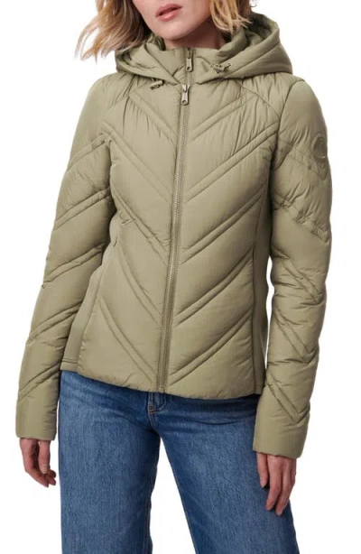 Bernardo Hooded Puffer Jacket With Bib In Sage