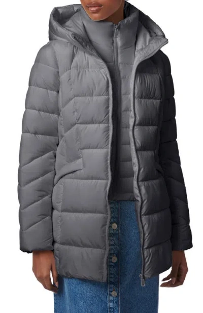 Bernardo Hooded Puffer Jacket With Bib In Urban Grey
