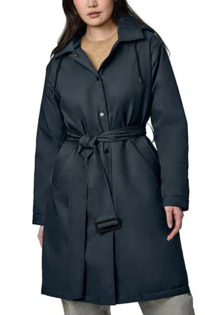 Bernardo Hooded Raincoat In Blue