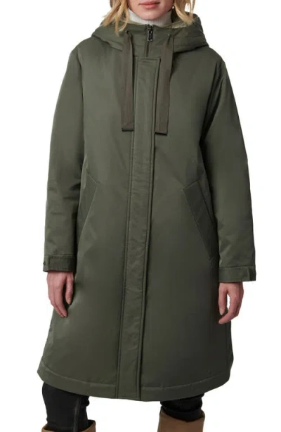 Bernardo Hooded Raincoat With Removable Hooded Bib In Dusty Olive/sage