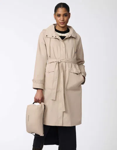 Bernardo Hooded Trench Coat In Neutral