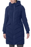 Bernardo Hooded Walker Coat In Navy