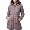 Bernardo Water Resistant Packable Hooded Puffer Coat With Removable Bib Insert In Grey