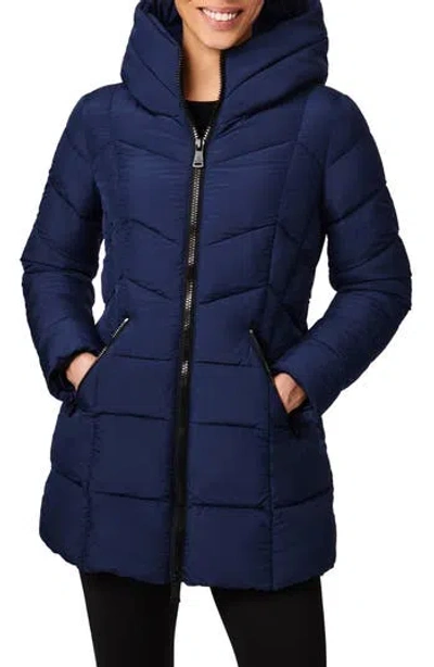 Bernardo Hooded Water Resistant Puffer Jacket In Blue