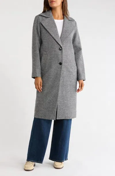 Bernardo Houndstooth Lightweight Wool Blend Coat In Gray