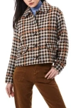 Bernardo Houndstooth Tweed Trucker Jacket In Brown
