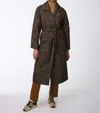 Bernardo Textured Herringbone Longline Wrap Coat In Brown