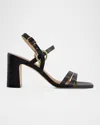 Bernardo Irisa Leather Ankle-strap Sandals In Black Antique Calf