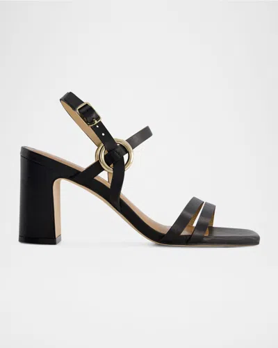 Bernardo Irisa Leather Ankle-strap Sandals In Black Antique Calf