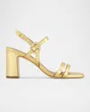 Bernardo Irisa Metallic Leather Ankle-strap Sandals In Gold Metallic Antique Calf