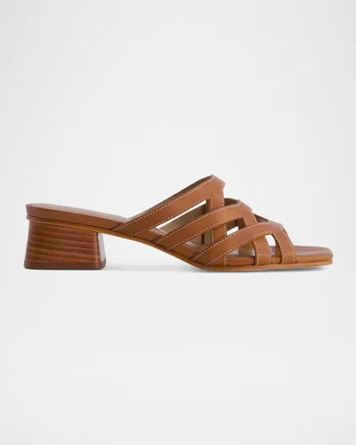 Bernardo Jacin Caged Leather Slide Sandals In Brown