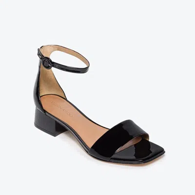 Bernardo Jalena Sandals Black Patent Ankle Strap Block Heel Hawk062