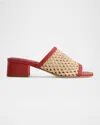BERNARDO JENNE RAFFIA SLIDE SANDALS