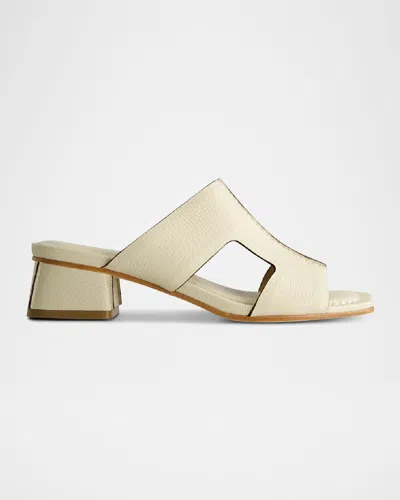 Bernardo Jewel Leather Mule Sandals In Eggshell Tumbled Calf