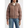 Bernardo Knit Collar Crop Puffer Jacket In Brown