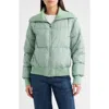 Bernardo Knit Collar Crop Puffer Jacket In Green