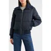 Bernardo Knit Collar Crop Puffer Jacket In Blue
